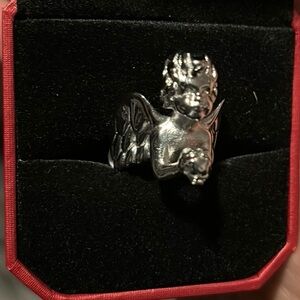 Hard Jewelry Angel of Death Solid Stainless Steel Ring Size 7